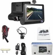 Dash Cam Front/Inside Video Recorder Rear Camera Dual Dash Cam 4 inch Reverse Full Screen Driving Recorder DVR /HD 1080P Night Vision with Parking Mode Seamless Recording